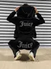 Juicy Apple Womens Tracksuits Velvet Sewing Suits Outfit zweiteilige Jogging -Set Velor Met Hoodie Hosenanzug Damen 5p6gp