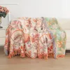 Sofa do salonu Cover Botła Gaza Kwiatowa koc frędzla do domu dekorator łóżka złożone poduszka na poduszkę 240422