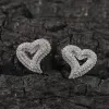 Earrings Uwin Heart Earrings Openwork Full Iced Out Minimalist Bolt Earrings Bling Micro Paved Cubic Zircon Fashion Jewelry Gift