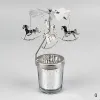 Candles Silver Candle Holder Home Decoration Valentine's Gift Rotating Candlestick Party Decor Romantic Carousel Tea Light Candle Stand