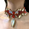 Naszyjniki Stonefans Bridal Efbustribled Crystal Choker Ostra dla kobiet luksusowy kolorowy duży nędzna biżuteria