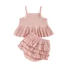 Ensembles de vêtements focusnorm 3 couleurs Baby Girls Baby Girls Vêtements d'été 0-3Y