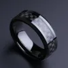 Полосы 8 мм мужской карбид серебряного цветного кольца с серебряным цветом черного углеродного волокна для мужских ювелирных ювелирных украшений для мужчин 613 Размер 613