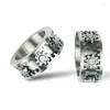 Кластерные кольца из нержавеющей стали кольцо для мужчин женщин серебро серебро двойной слой вращающиеся свадебные наборы модные хип -хоп ювелирные изделия Acces281q