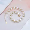 Bracelets de charme natrual rond de perle d'eau douce pour les femmes Real 18k jaune or brin bébé fille 230307213s