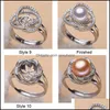 Sieradeninstellingen Nieuw ontwerp Pearl ring Sier ringen glanzend zirkon voor vrouwen mode verstelbare maat cadeau drop levering dhgarden dhs3f otdkn