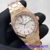 AP Wrist Watch Chronograph Royal Oak Series 34 mm Diamètre 18K Rose Gold Original Diamond Automatic Machinery Womens Luxury Watch 77351orz