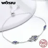 Bracelets Wostu Lucky Design 925 Sterling Silver Fatima Hands Royal Color Chain Link Bracelets For Women Fashion Jewelry Gift CQB076