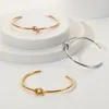 Charm Bracelets Korean Fashion Simple Female Jewelry Pulseiras Initial Stainless Steel Bangles Open Rose Gold