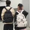 Bags Preppy Style Black Backpack Unisex Women Men Backpack Nylon Waterproof MultiPocket Design Mochilas Teenagers Shoulder Bag