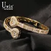 Bracelets de charme uwin baguette cz coeur 6 mm bracelet réglable bracelet micro pavé bling cubic zirconi le rappeur de luxe hiphop bijoux pu333r