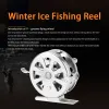 Accessoires Full Metall Ice Fishing Rolle links/rechtshändiges Vshape -Eis Angelrad 50 mm 100 mm Fliege Winterfischerei Rollen Verhältnis 1: 1