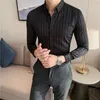 2023 Spring Shirts Men Dress Vertical Stripe Slim Casual Long Sleeve Shirt Male Chemise Homme Tuxedo 240418