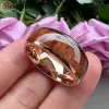 Rings MenBand Fashion Rose Gold 6MM 8MM Men Women Tungsten Carbide Wedding Ring Vietnam Acid Wood Inlay Dome Polished Comfort Fit