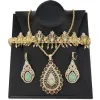 Colliers Sunspicems Gold Color Algeria Maroc Bride Wedding Jewelry Set menthe Green Crystal Pendant Femmes Collier Collier Collier Chaîne de cheveux