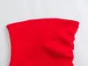 Casual jurken 2024 Rode mini -jurk vrouw ruches van schouder kort voor vrouwen mouwloze backless bodycon sexy feest