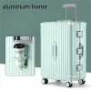 Bagage reiskoffer aluminium frame mode bagage op stomme wielen wachtwoord zakelijk USB rollende case multifunction carryons cabine