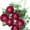 Faux blommig grönare konstgjorda ranunculus blommor med riktig beröring stam siden ranunculus blommor för hemdekoration 6 datorer t240422