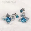 Desginer Viviennes Westwood -Theke gleicher Qualität!Saturn Blue Zircon Ohrringe weibliche Internet rot einfache Ohrringe Nana Style Ohrringe weiblich 22