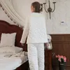 Frauen Nachtwäsche Irene Tinnie Vintage Loose Home Kleidung Set süß dicker Baumwolle warme lange Robe Frauen Winter unregelmäßig Textur Design