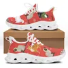 Sapatos casuais cywgift chrismas snowman design feminino apartamentos grossos tênis de fundo de malha de malha de malha leve primavera esporte