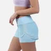 Lulumon Shorts Sports Szybkie suszenie Fałszywe dwuczęściowe szorty dla kobiet w wysokim poziomie blasku.
