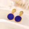 Örhängen FS 10 Styles Lapis Lazuli S925 Sterling Silver Goldplated Earrings Charm Fine Fashion Weddings Trendsetter Party Jewelry Women