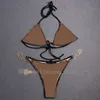 Designer flickor spetskedja underkläder underkläder heta bokstäver vintage thongs bikini sexig bodysuit bustiers bh lady women casual se genom broderade trosor set