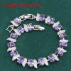 Brins géométriques violet Amethyst 925 Bijoux en argent sterling ensemble pour femmes bracelet Boucles d'oreilles