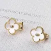 Designer Brand Fashion Van Gold High Version Clover Ear Beat Studs Mijin Electroplated Rose Jewelry