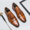 Casual Shoes Business Men Leather Formal Dress Oxford Career Manager Man Work Moccasins Luxury Printed Brogue