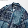 Męskie koszule HARAJUKU MENS Koszulka z lapą vintage gotówkę luźną koszulę z bandana koszula Paisley Summer krótkie rękawowe koszulę męską YQ240422