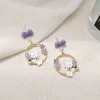 Brincos 6 pares /lotes jóias de jóias de metal Sakura Brincho de urso de flor para mulheres
