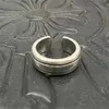 Ch Trendy Crooker Ring Mens and Womens Open Plain with Fine Adjustment for Pairing Sterling Silver Old Punk Hip Hop