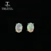 Earrings Tbj ,Simple opal earring oval 5*7mm1ct natural ethiopia gemstone 925 white sterling silver fine jewelry for women daily wear