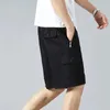 Calça masculina calça calças calças zíper de bolso casual cor sólida calça curta ajuste relaxado plus size tward shorts y240422