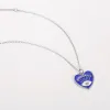 Ожерелья Roru 925 Серебряный серебряный серебряный голубой формы сердца кубическая циркония эмале греческое злой глаз для женщин.