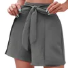 Dames shorts Summer Bow Tie losse casual zakken vaste kleur groot formaat hoge taille wijd been broek officiële winkel ropa para mujer