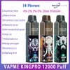 Otantik Vapme King Pro 12000 Puflar Tek Kullanımlık Vape 10 Lezzetler 20ml Önceden doldurulmuş Cihaz 850mAh Tip-C Şarj Edilebilir Pil 1.0 Örgü Bobin 12K E Sigara