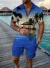 Hawaii Sea Beach 3D -print Polo shirts shorts sets sets heren mode oversized shirt shirt shirt broek set pakken tracksuits voor korte mouwen tracksuits kleding 240416