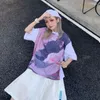 Kvinnors T-skjortor Tie Dye Print Långärmning Pullover Korean Streetwear Harajuku Punk Hip Hop Autumn Shirt Tee T-shirt Loose Top Women Man Man