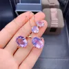 Boucles d'oreilles en peluche S925 Lavender Quartz Earrings 925 Engagement en argent sterling pour les bijoux pour femmes Gfit