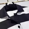 Frauen T-Shirt Designer Inspring/Sommer Neue miukasuelle minimalistische Modestreifen Kontrast vielseitiger Polo Neck Kurzschlärm T-Shirt CVBC