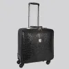キャリーオンリアルレザーワニパターントロリースーツケースユニバーサルホイール16/20インチボードトラベル荷物フルレザートラベルスーツケース