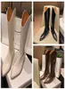 2021 ANN BLACK POWSEY HINEHIGH HEELS BOOTS VTOED REATHER太い脚スタイリッシュな尖った女性女性T​​highhigh膝カウボーイRI7013353