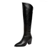 Bottes de grande taille surdimensionnées Big Fashion pour femmes pointues Toe à talon épais tendance genou-hauteur confort