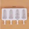 Baking Moulds 4 Cell Silicone Ice Cream Mold Cube Maker Tray Barrel DIY Dessert Mould With Popsicle Stick Bag Molds