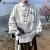 Chemises décontractées pour hommes Spring Automne Style chinois Broidé à manches longues à manches longues