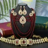 Necklaces Sunspicems Square Crystal Morocco Belt For Women Bead Chain Necklace Drop Earring Elegent Algeria Bride Jewelry Set Caftan Chain