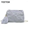 Shoulder Bags Boolar Winter Women's Bag Soft Leopard Woolen Heart Tail One-shoulder Diagonal Hbag Plush Envelope Purse